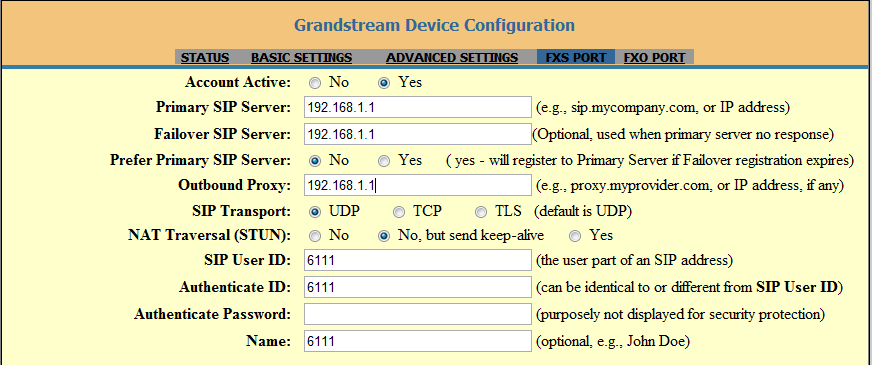 настройки SIP grandstream_ht-503